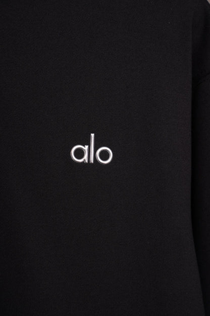 Sudadera Alo Yoga con Capucha Logo Plateado Negra — logo plateado