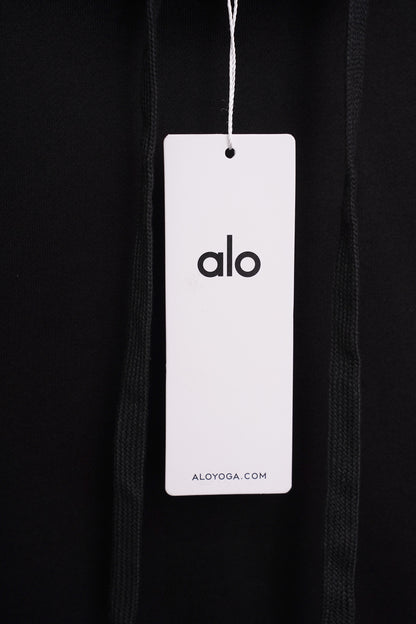 Sudadera Alo Yoga con Capucha Logo Plateado Negra — etiqueta colgante