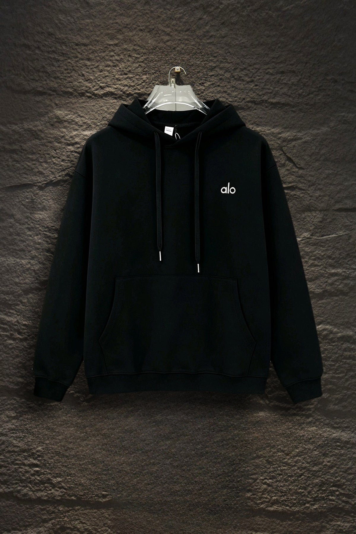 Sudadera Alo Yoga con Capucha Logo Plateado Negra — frente