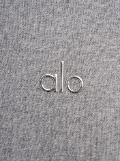 Sudadera Alo Yoga con Cierre Logo Plateado Gris — logo plateado