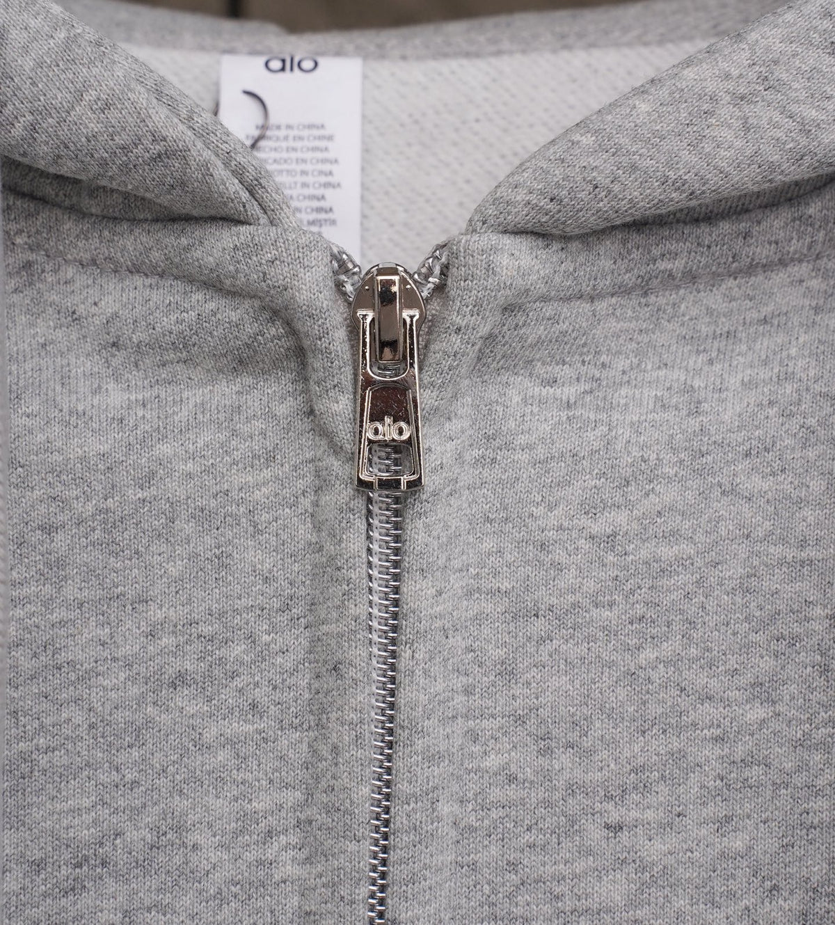 Sudadera Alo Yoga con Cierre Logo Plateado Gris — cierre
