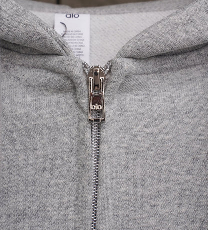 Sudadera Alo Yoga con Cierre Logo Plateado Gris — cierre