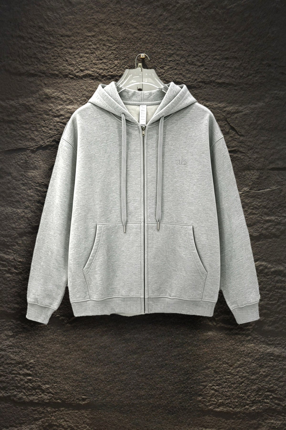 Sudadera Alo Yoga con Cierre Logo Plateado Gris — frente