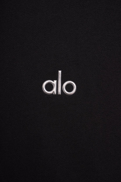 Sudadera Alo Yoga con Cierre Logo Plateado Negra — logo plateado