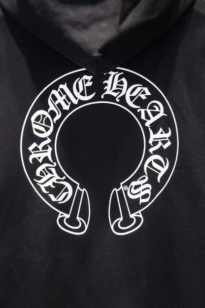 Sudadera Chrome Hearts con Cierre Herradura Blanca Negra — herradura en la espalda