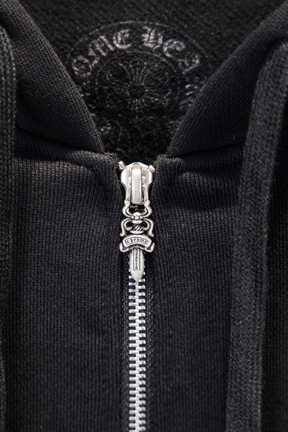 Sudadera Chrome Hearts con Cierre Herradura Blanca Negra — cierre