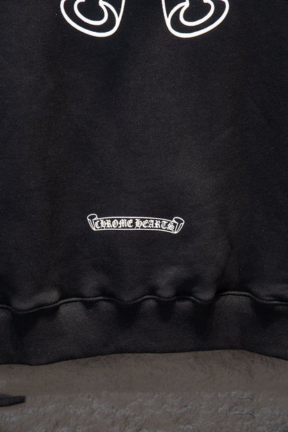 Sudadera Chrome Hearts con Cierre Herradura Blanca Negra — etiqueta en el dobladillo