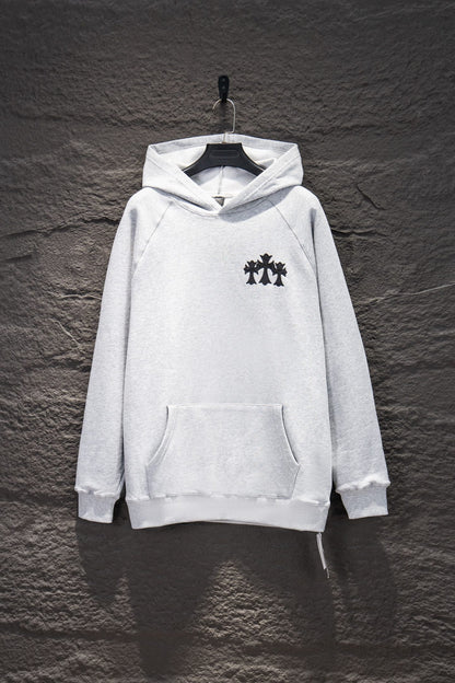 Sudadera Chrome Hearts Cruces y CH Gótica Gris — frente