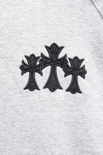 Sudadera Chrome Hearts Cruces y CH Gótica Gris — cruces al frente