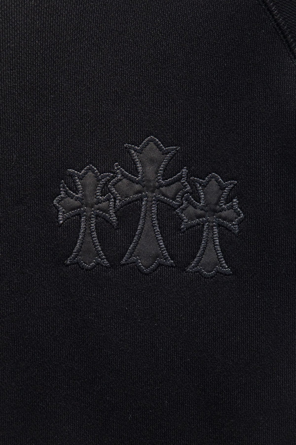 Sudadera Chrome Hearts Cruces y CH Tono sobre Tono Negra — cruces al frente