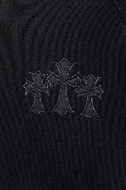 Sudadera Chrome Hearts Cruces y CH Tono sobre Tono Negra — cruces al frente