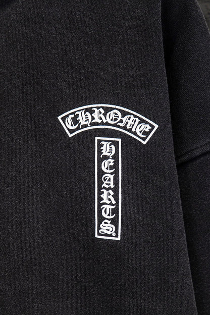 Sudadera Chrome Hearts Daga y Mangas Estampadas Negra Deslavada — daga al frente