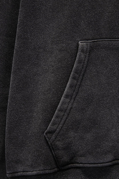 Sudadera Chrome Hearts Daga y Mangas Estampadas Negra Deslavada — bolsa canguro