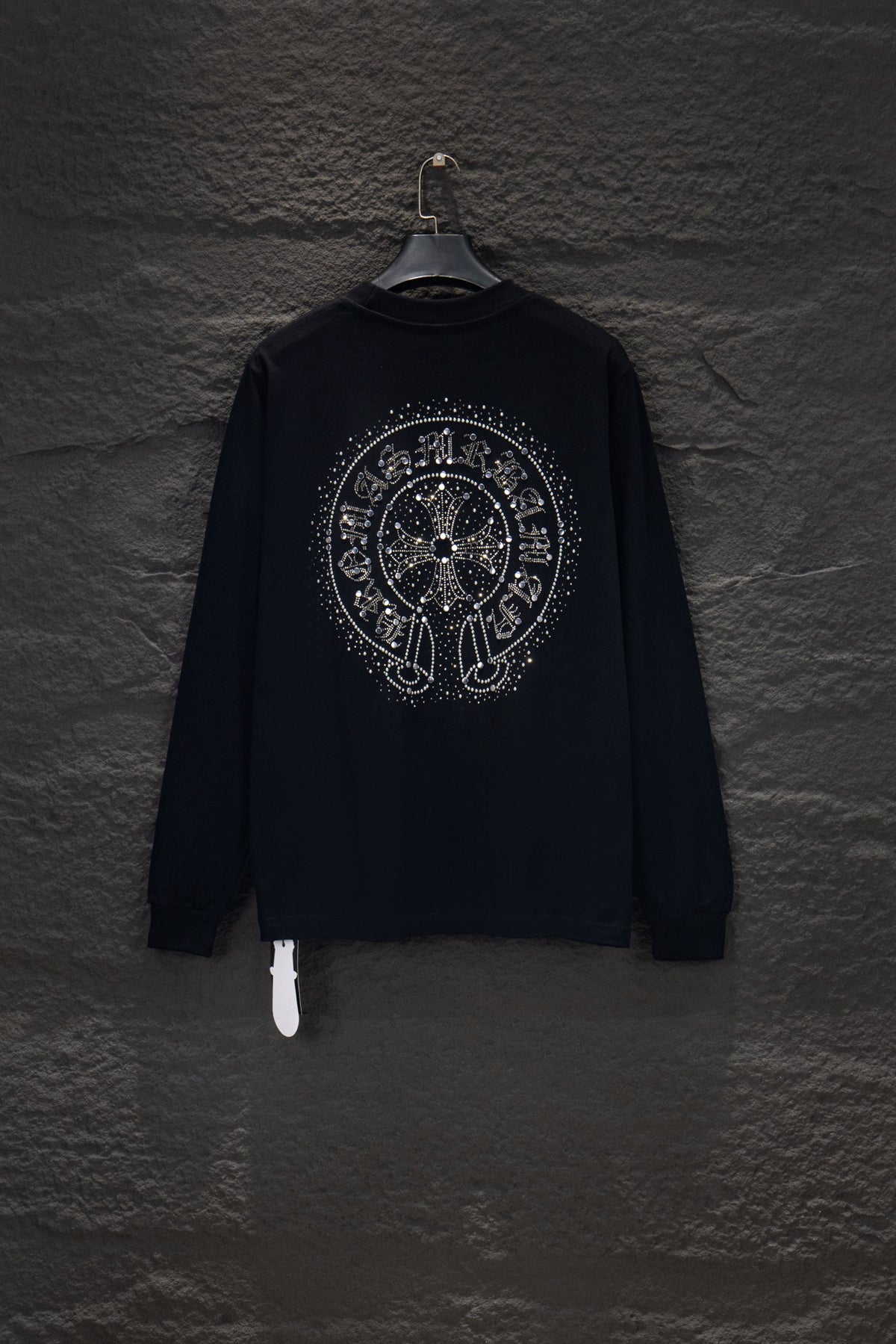 Playera Chrome Hearts Herradura de Cristales Manga Larga Negra — espalda