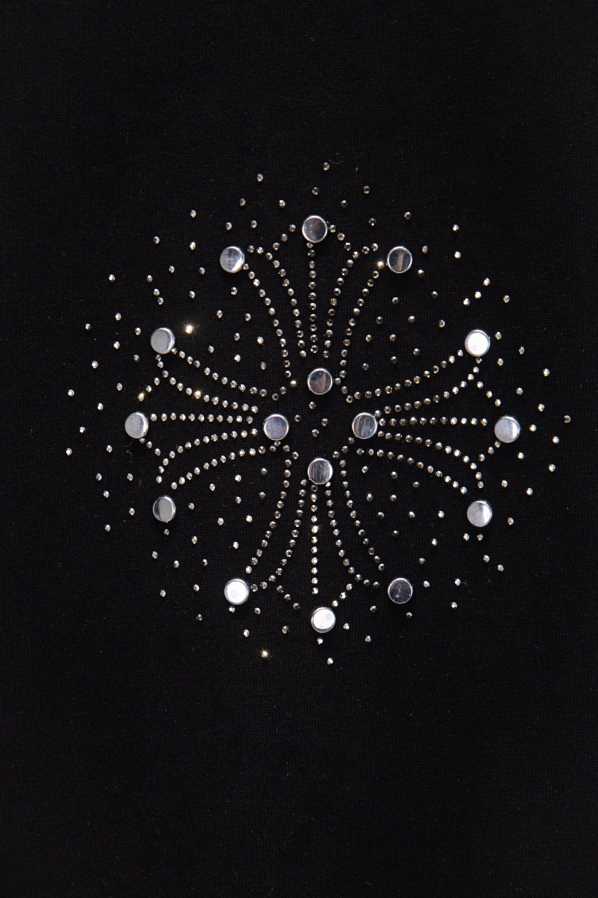 Playera Chrome Hearts Herradura de Cristales Manga Larga Negra — cruz de cristales al frente