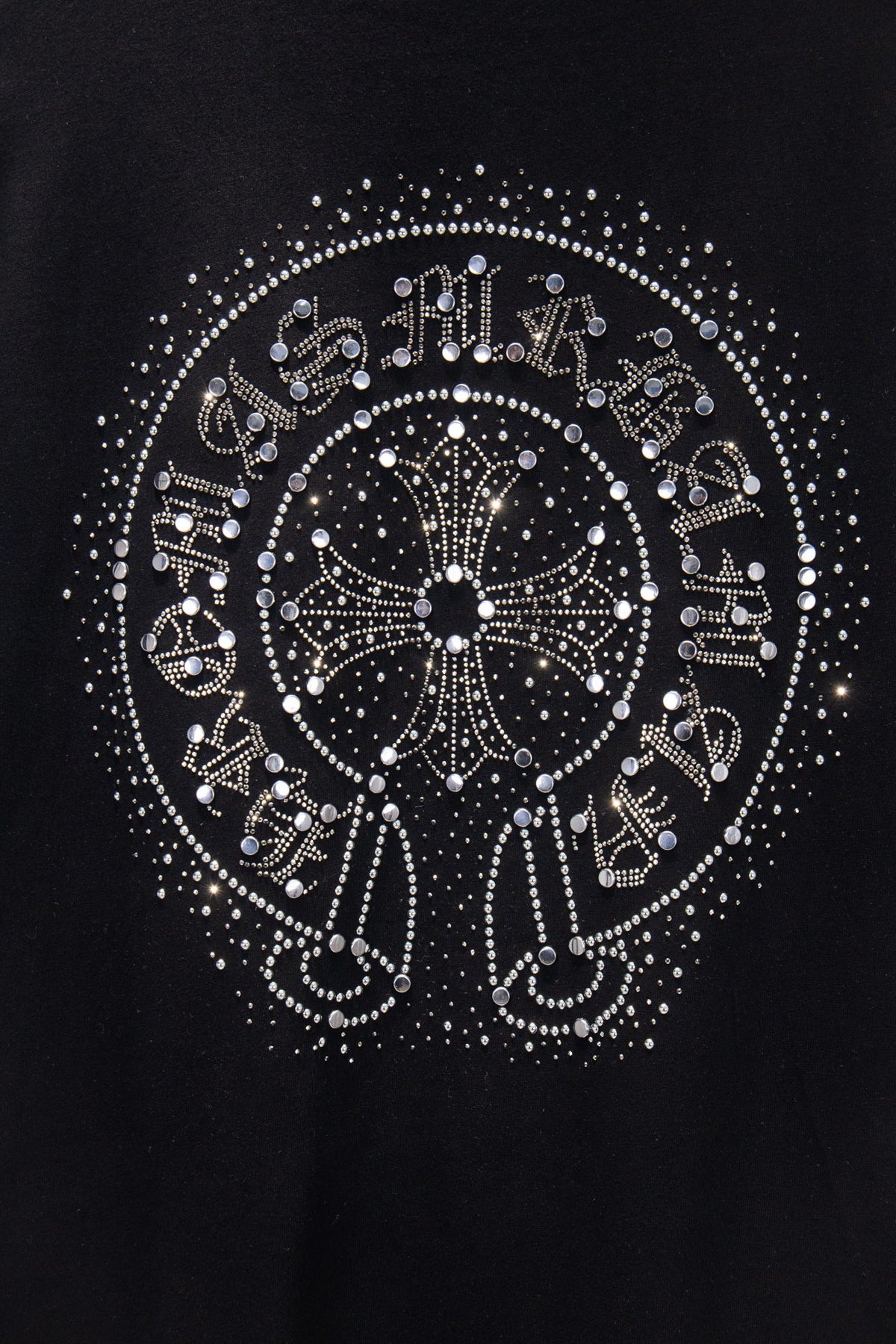Playera Chrome Hearts Herradura de Cristales Manga Larga Negra — herradura de la espalda