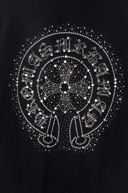 Playera Chrome Hearts Herradura de Cristales Manga Larga Negra — herradura de la espalda