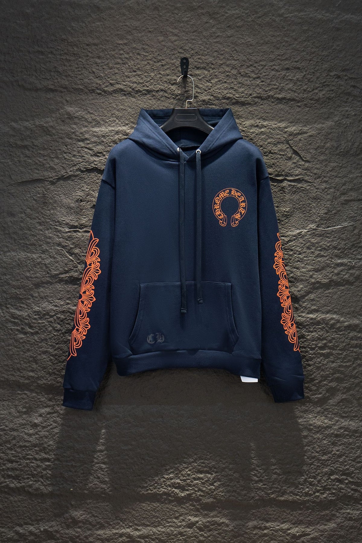 Sudadera Chrome Hearts Herradura Naranja Azul Marino — frente