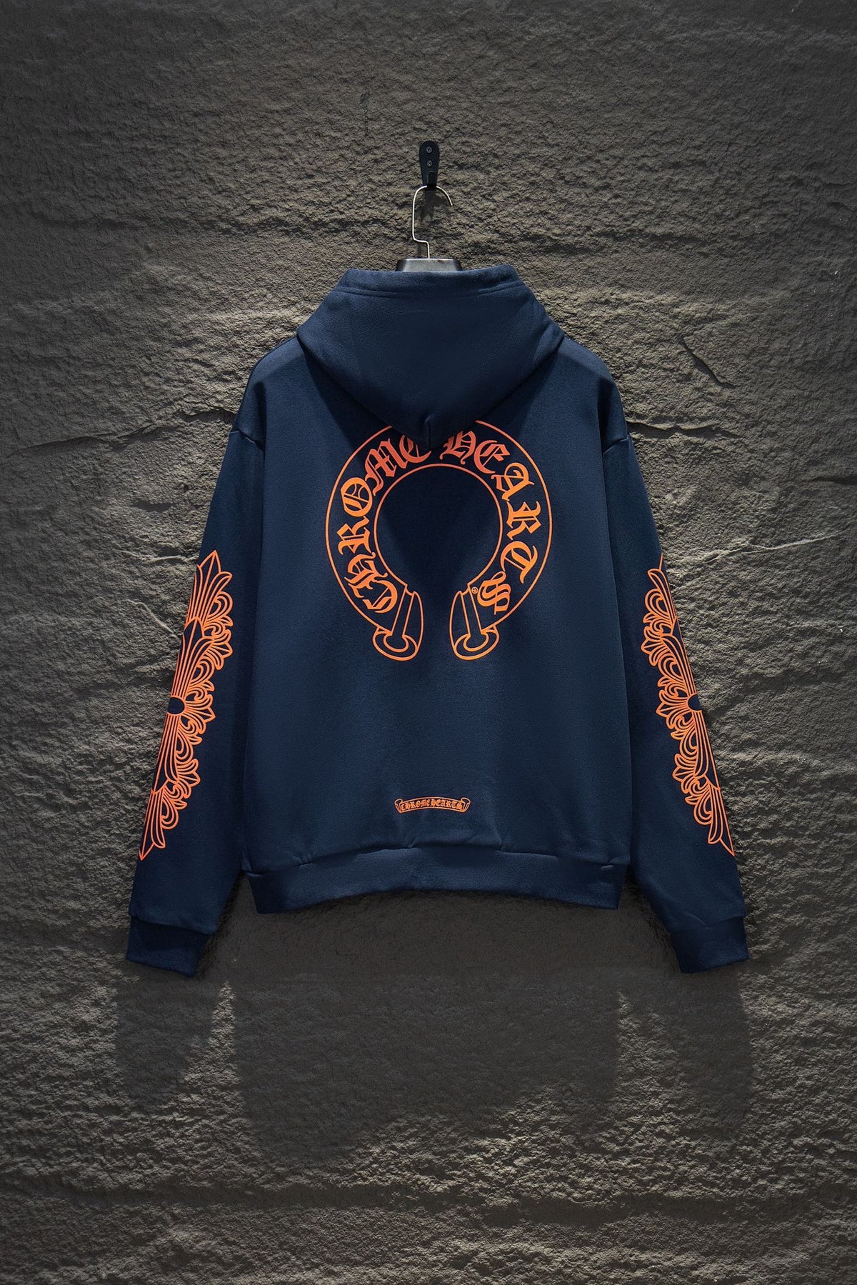 Sudadera Chrome Hearts Herradura Naranja Azul Marino — espalda