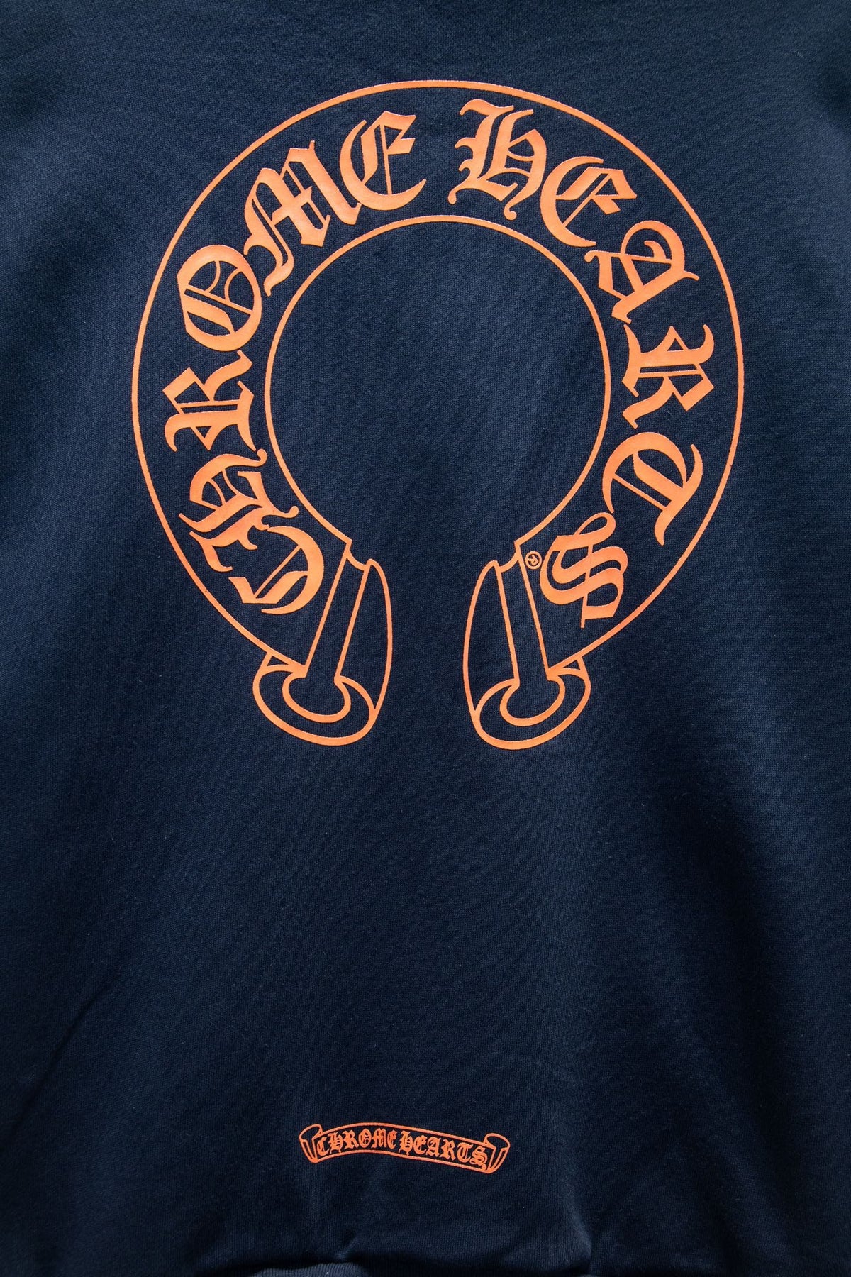 Sudadera Chrome Hearts Herradura Naranja Azul Marino — herradura en la espalda